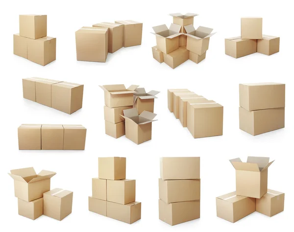 Набір картонних коробок купа — стокове фото