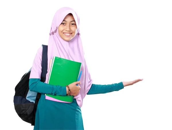 Muslim kid student presenting — Stock Photo, Image