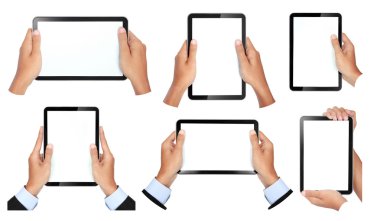 dokunmatik tablet tutan el hareketi topluluğu