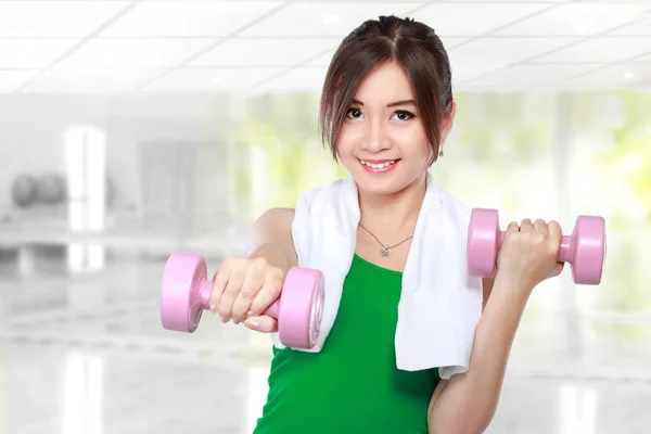 Fitness woman with free weights — Stock Photo, Image