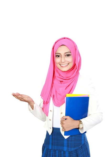 Joven asiático estudiante mujer presentación — Foto de Stock