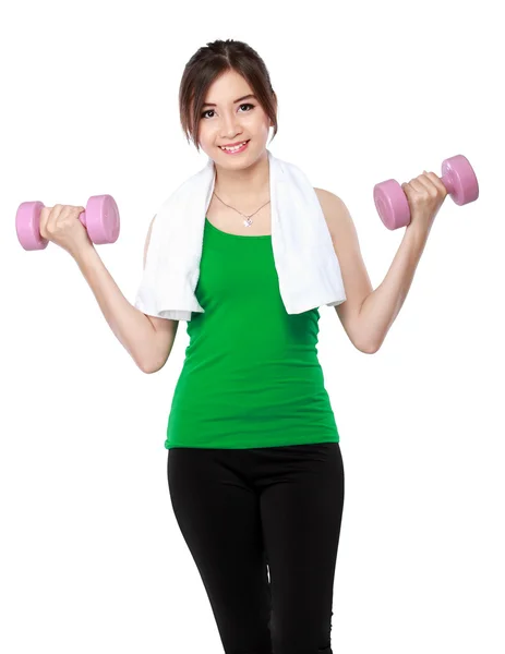 Fitness woman with free weights — Stock Photo, Image