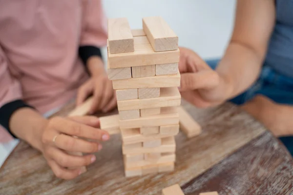 Close up of the arrangement of wooden blocks — Stock Photo, Image