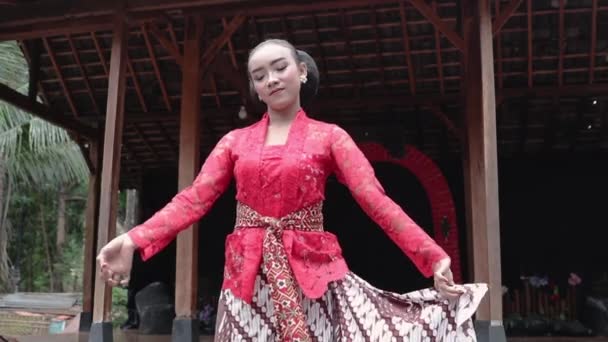 Javanese dancer showing her dancing pose — Stock Video