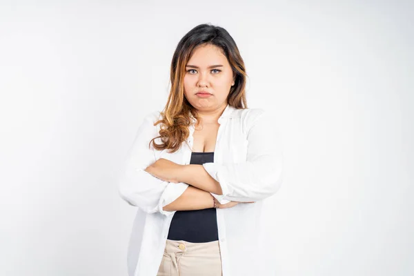 Portrait of young asian woman unhappy and angry — Stock Photo, Image