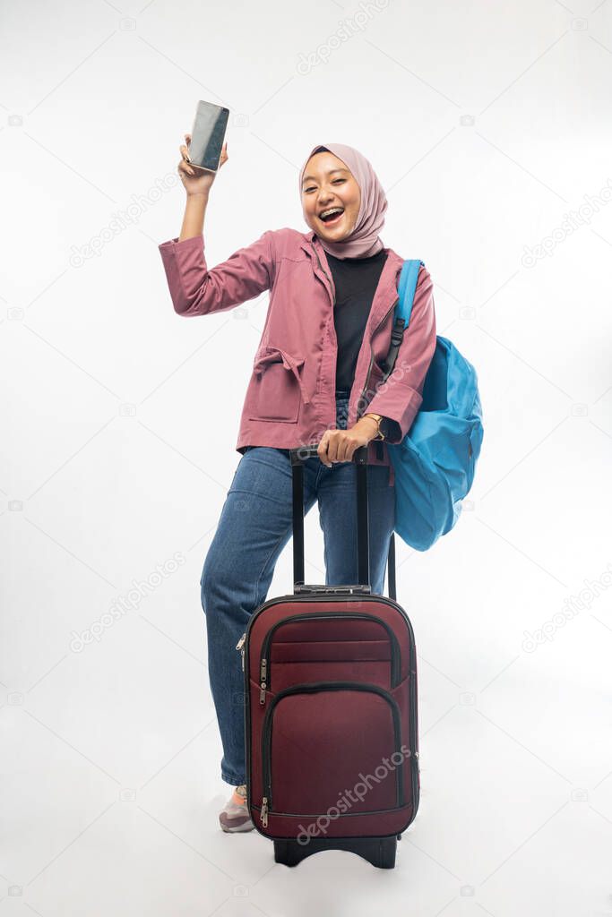 young muslim woman ready for vacation during eid mubarak holiday