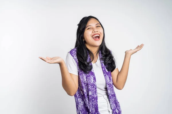 Excited beautiful woman feeling joy laughing on isolated background — Stockfoto