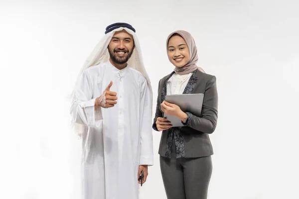 Portrait Muslim Business Partner Portrait Looking Camera Thumb — Zdjęcie stockowe