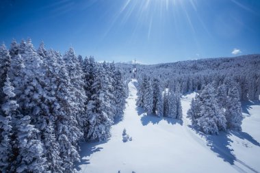 wonderful mountain covered with snow in uludag mountain