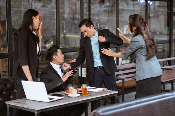 Portrait Asian Business Partner Fighting Each Other Meeting — Fotografia de Stock