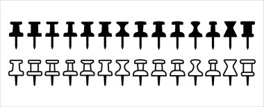 Pin simgesi ayarlandı. Dijital harita ve web sitesi uygulama işaretleyici seti için düz iğne simgeleri. Düz ve tasarım. Vektör stok illüstrasyonu