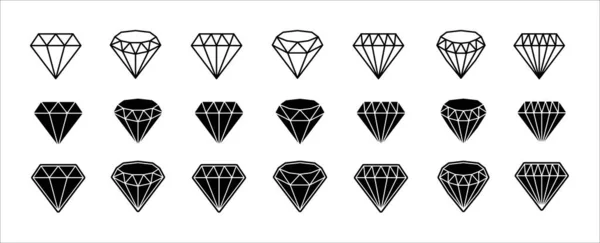Juego Iconos Diamante Iconos Vectoriales Diamantes Colección Diseño Símbolo Diamante — Archivo Imágenes Vectoriales
