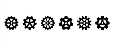 Vites ayarlama vektör simgesi ayarlandı. Sistem yapılandırması, otomasyon ve mekanizmanın çark dişli sembolü. Web ve uygulama düğmesi için ikon koleksiyonu illüstrasyonu.