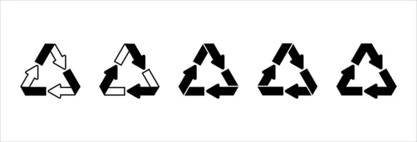 回收图标集 三角形回收符号向量图标集 可重复使用的材料环保标志设计 矢量存量说明 — 图库矢量图片