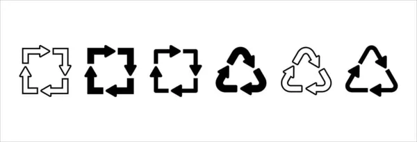 回收图标集 三角形和正方形回收符号向量图标集 循环可重用材料生态友好标志设计 矢量存量说明 — 图库矢量图片