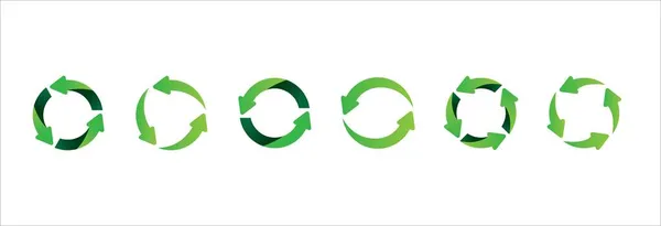 Набір Піктограм Переробки Зелене Коло Переробки Символу Векторний Набір Піктограм — стоковий вектор
