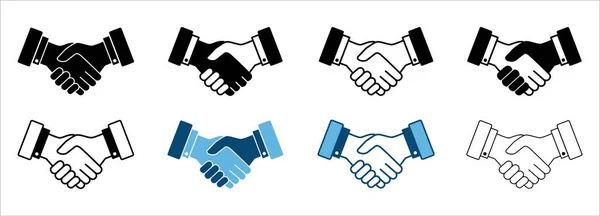 Handskakning Ikon Set Affärsavtal Vektor Ikoner Symbol För Anställningsavtal Ömsesidigt — Stock vektor