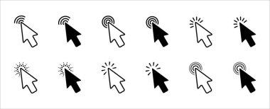 Fare tıklama imleci simgesi seti. Okun baş imleç sembolü vektör seti. Fare tıklama imleç işaretleyici vektör stok illüstrasyonu.