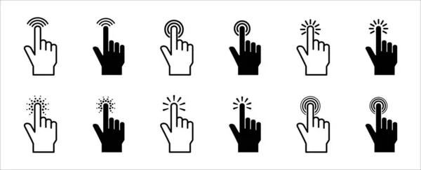 Mouse Click Cursor Icon Set Index Finger Hand Cursor Pointer — Stock Vector