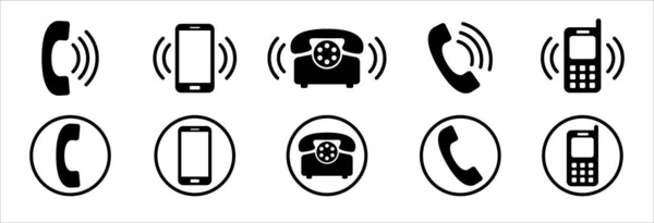 Phone Icon Vector Collection Phone Ringing Symbol Set Ringing Telephone — Stock Vector