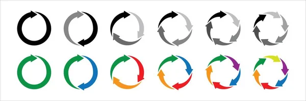 Colorful Circle Arrow Icon Set Symbol Reload Refresh Loading Recycle — Stockový vektor