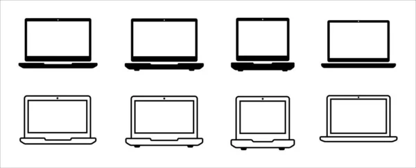 Laptop Icon Set Verschiedene Laptops Vektorsymbole Gesetzt Symbol Für Personal — Stockvektor