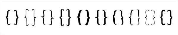 一组文字括号 分类括号图标集 引号和括号符号 文字括号矢量图形设计的涂鸦手绘风格 — 图库矢量图片