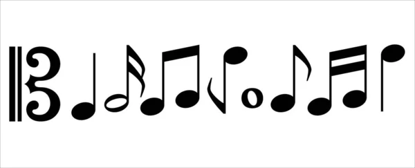 音楽ノートアイコンセット Alto Clef 音楽ノートキーアイコンが設定されます 楽譜のイラストには 低音部の音部記号 クロチェット クオーバー ビームが含まれています — ストックベクタ