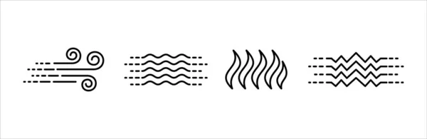 4つの要素アイコンセット 4つの要素エネルギーシンボルセット 火の炎 土地の地形記号や記号 グラフィックデザインテンプレートイラスト シンプルなアウトラインスタイル — ストックベクタ