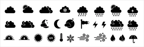 Wettersymbole Wettervorhersage Symbol Gesetzt Einfaches Flaches Design Für Anwendung Und — Stockvektor