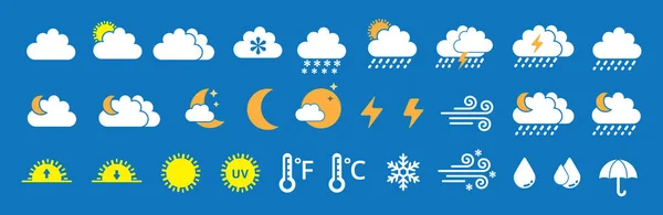 Weather Icon Set Weather Forecast Icons Web Simple Flat Symbol — Stock Vector