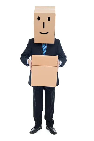Επιχειρηματίας με cardboxes — Φωτογραφία Αρχείου