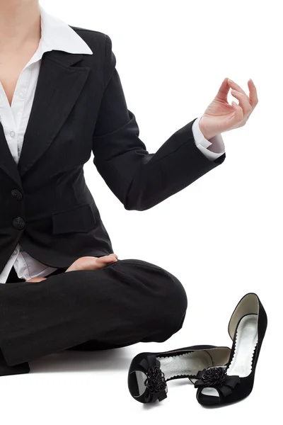 Business woman relaxing in the lotus position — Stock Photo, Image