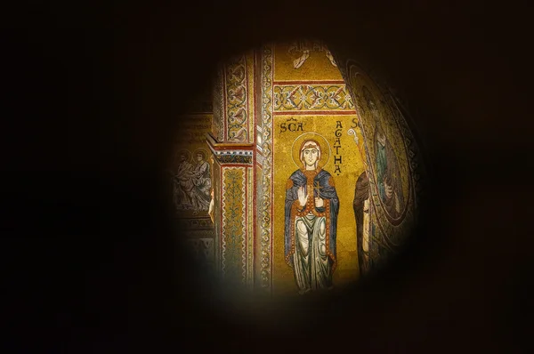 Золотая мозаика Монреальского собора на Сицилии — стоковое фото