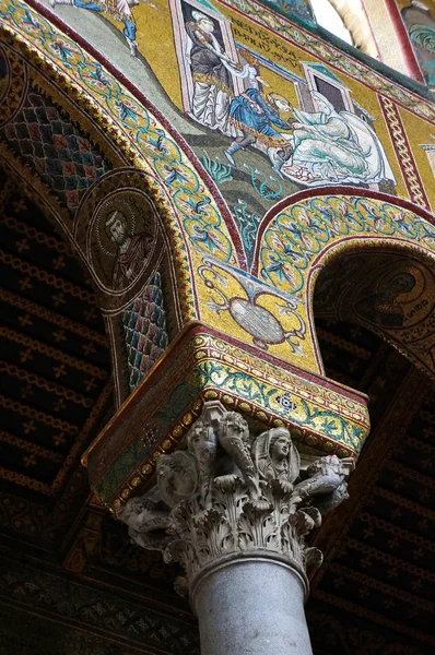 Mozaikok a Monreale kupola Szicíliában — Stock Fotó