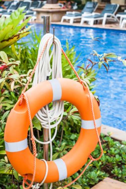 Life ring prepare for safe guard in swimming pool
