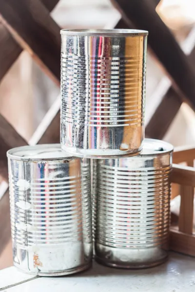 Group of empty metal recycling cans — Stock Photo, Image