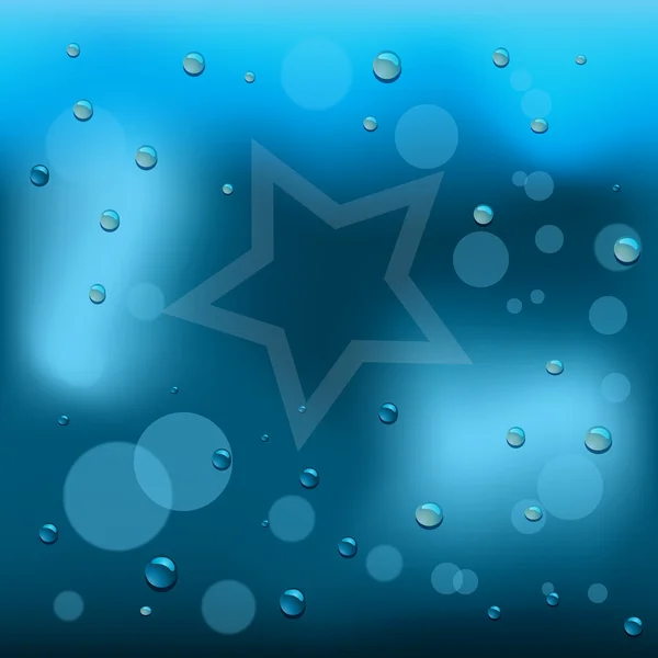 Gota de lluvia con estrella sobre fondo de vidrio — Vector de stock