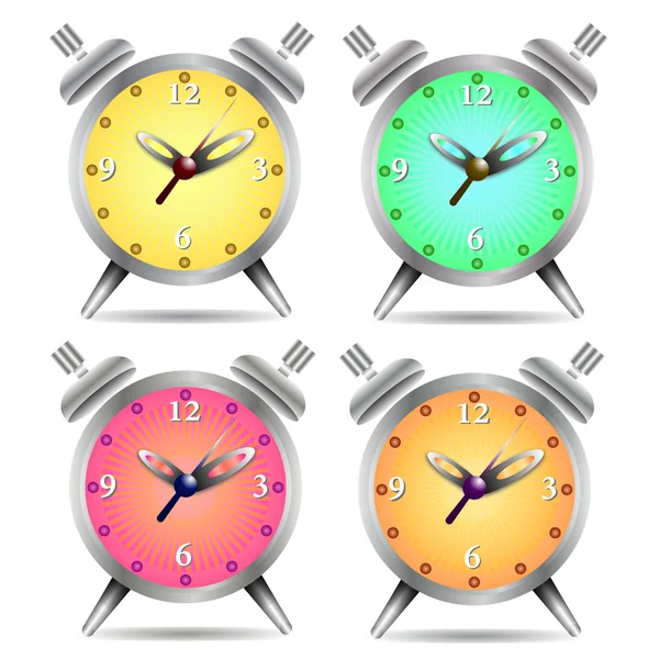 Reloj despertador colorido aislado sobre fondo blanco — Archivo Imágenes Vectoriales
