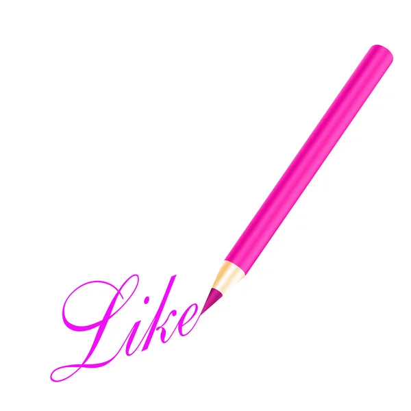 Pink pencil and like letter — Stock Vector