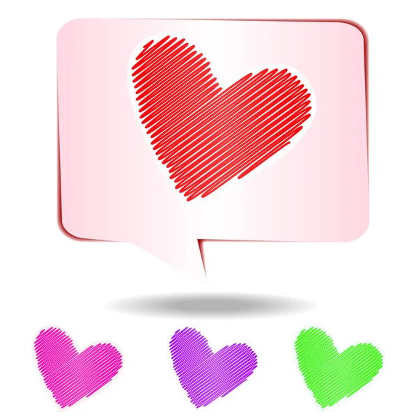 Corazón colorido garabato aislado sobre fondo blanco, vector il — Vector de stock