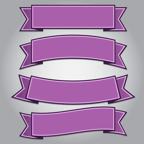Set of purple ribbon banners — Stock Vector