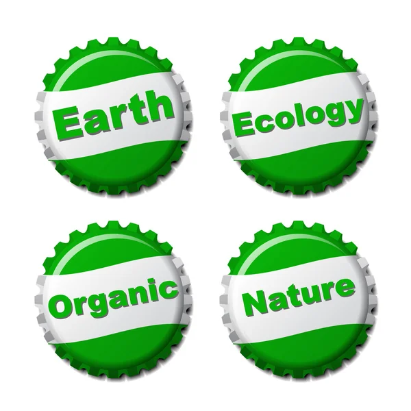 Set of earth bottle caps isolated on white background — Stock Vector