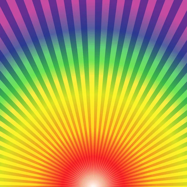 Rainbow radiella strålar botten upp abstrakt bakgrund — Stock vektor