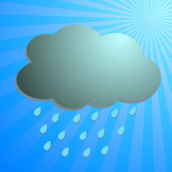 Clouds and rain drop with blue rays — Stock Vector