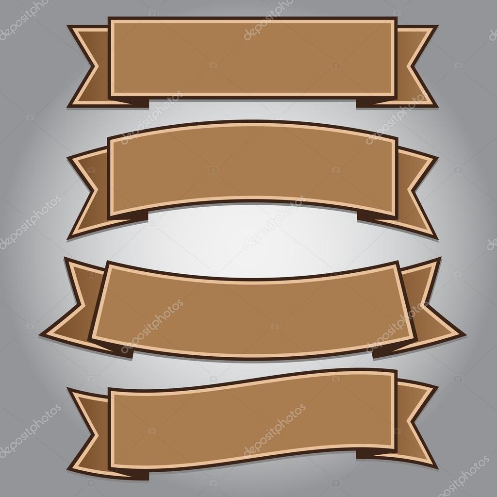 Vintage brown ribbon banners Stock Vector by ©punsayaporn 27244015