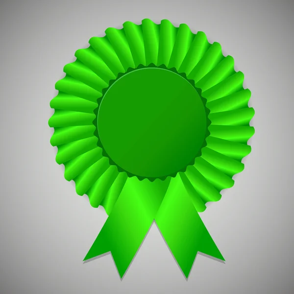 Green award ribbon rosette on gray background — Stock Vector