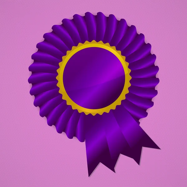 Violet award ribbon rosette on pink background — Stock Vector