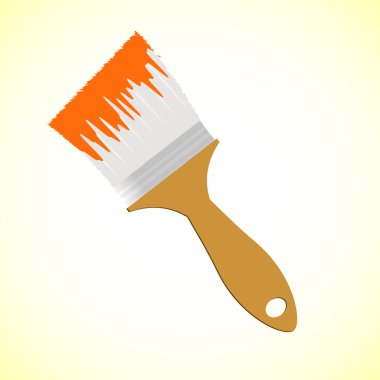 Sarı yumuşak zemin üzerinde turuncu boya fırçası