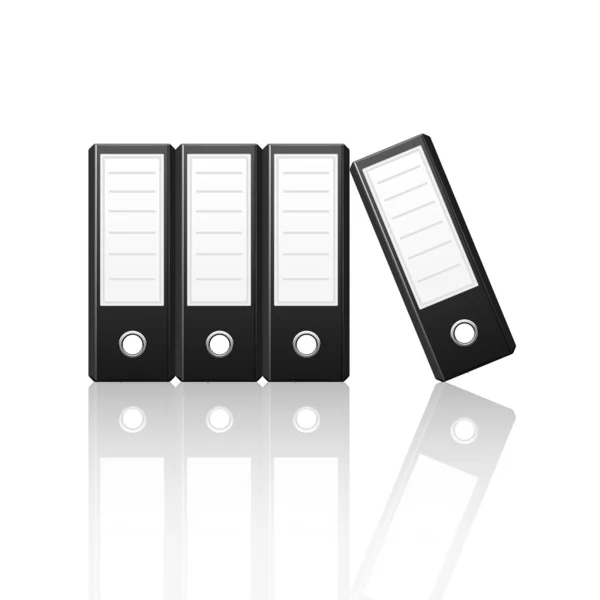 Black binders vertical isolated on white background — Stock Vector